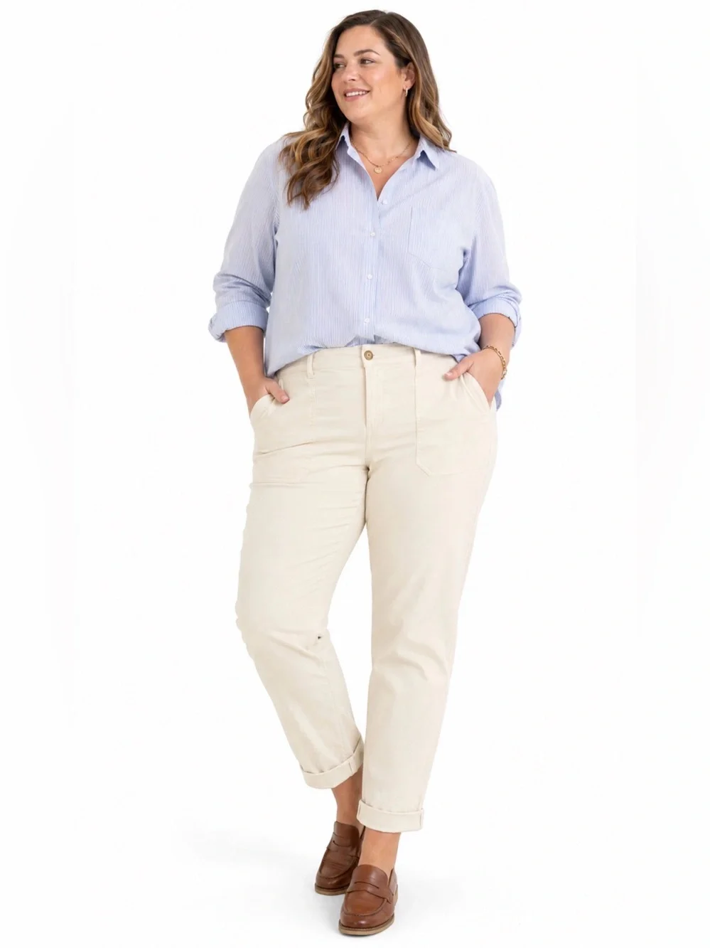 J. Crew Slim Boyfriend Chino Pants Lightweight Cotton Blend Cream Beige Size 34